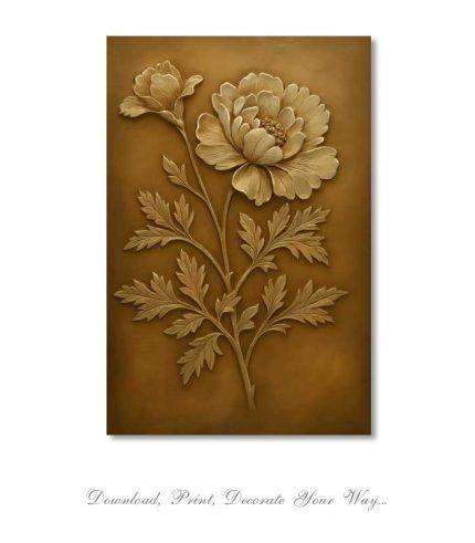 Free golden botanical sculptures for wall decor