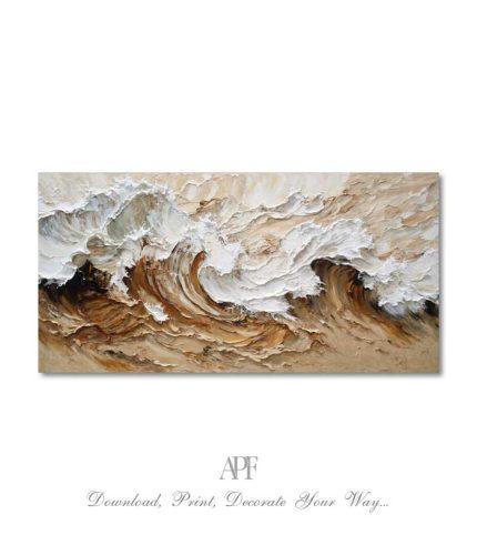 Digital wave painting with creamy beige and white tones
