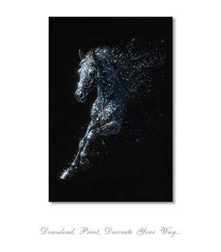 Galaxy-inspired horse art with stardust effect