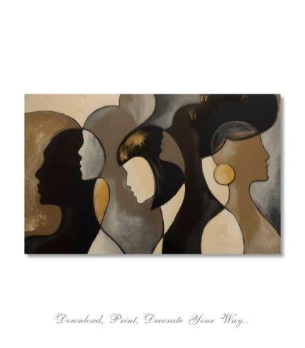 Minimalist digital painting of women silhouettes