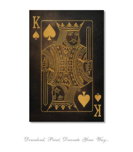 Luxury King of Spades wall art – black and gold playing card design, printable digital download – artprintfiles.com
