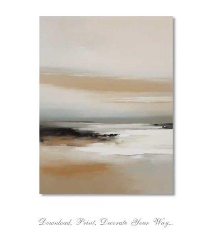set of two vertical neutral abstract landscape posters in beige and taupe