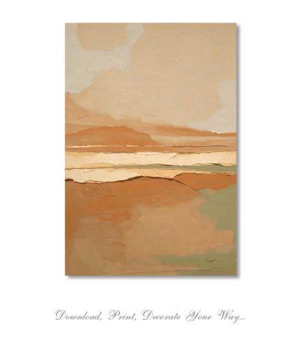 set of two vertical abstract landscape posters with layered terracotta and sage tones